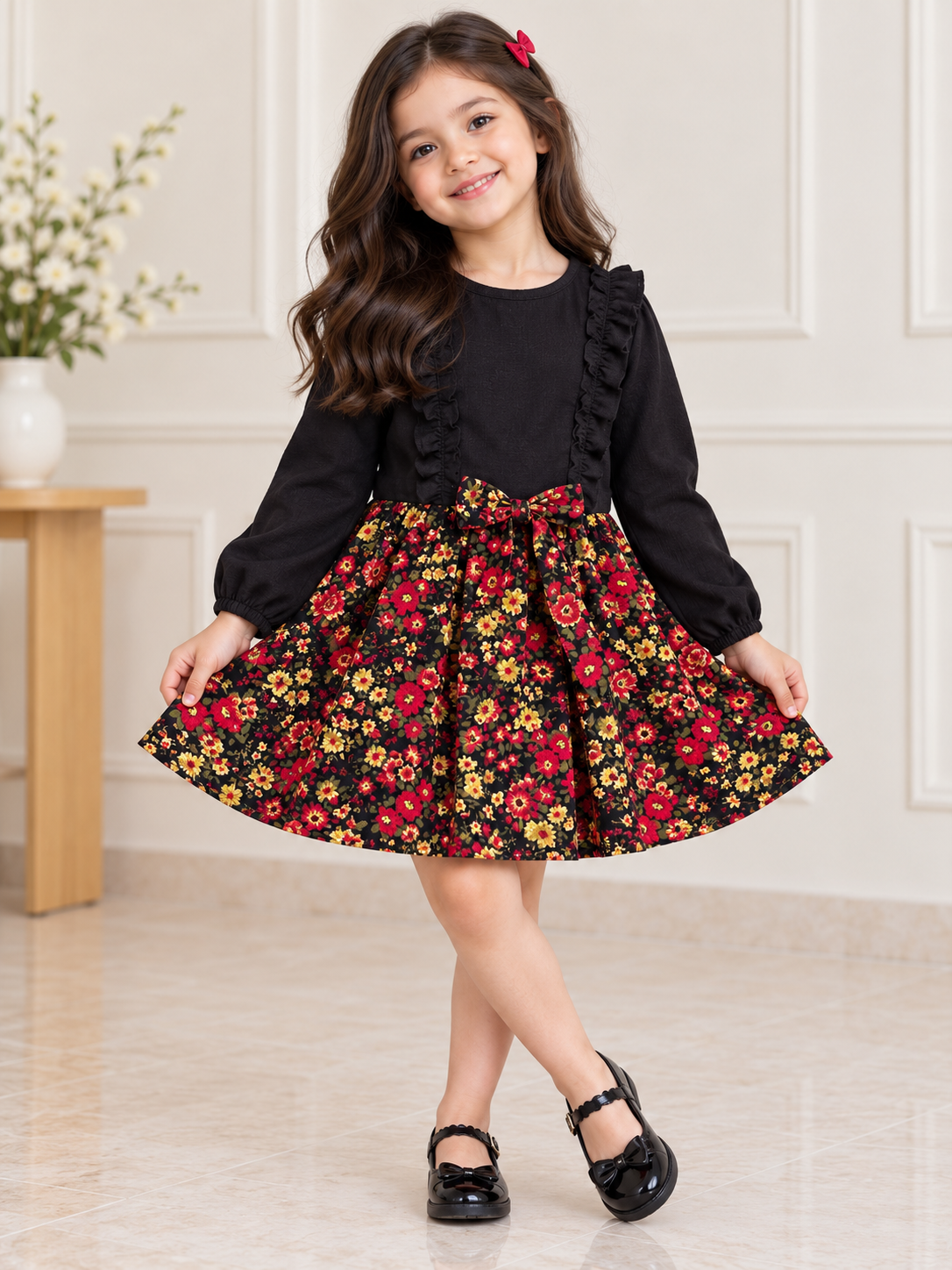 Well look floral blk frock 25