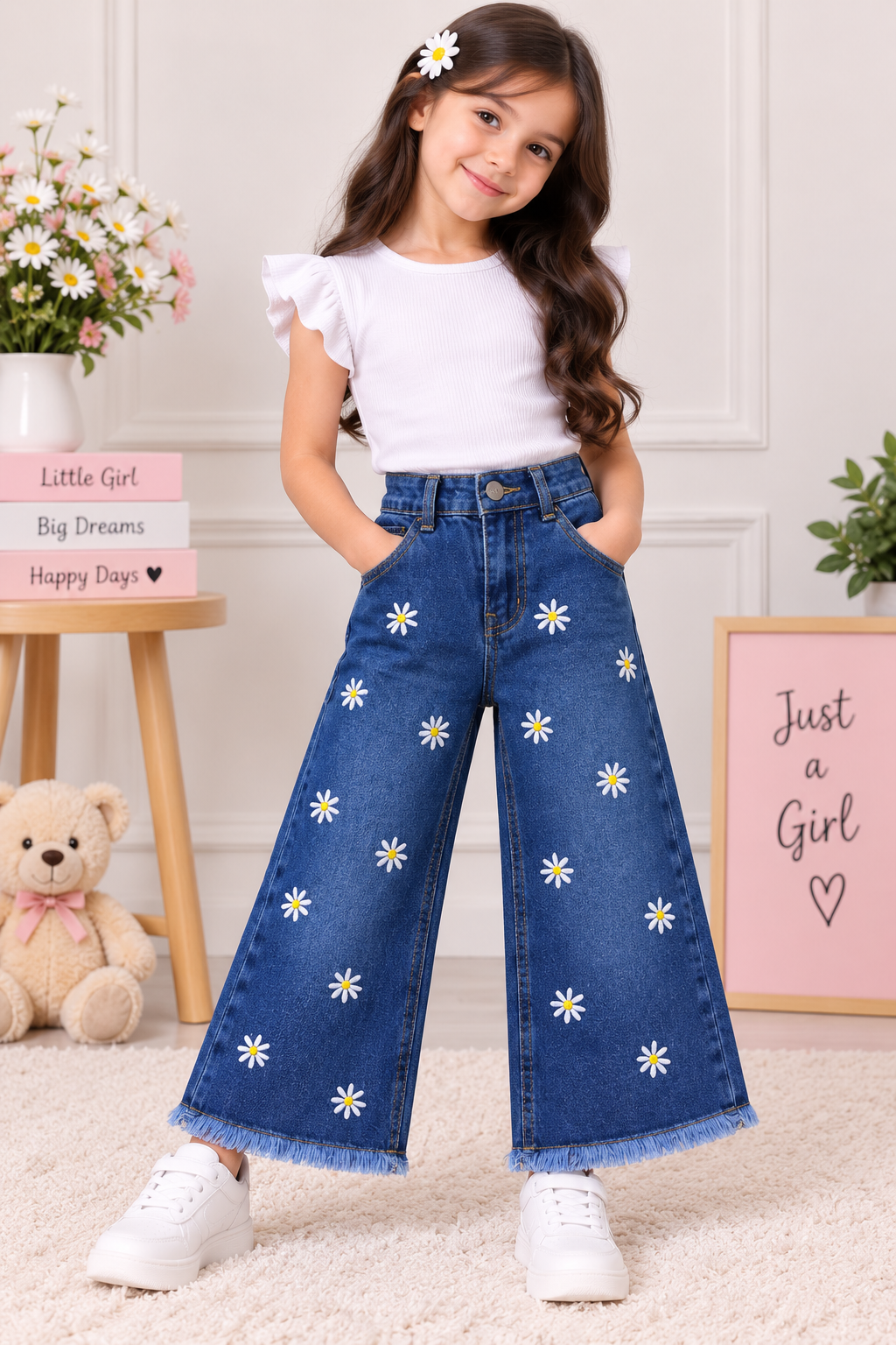 dark blue sunflower pant