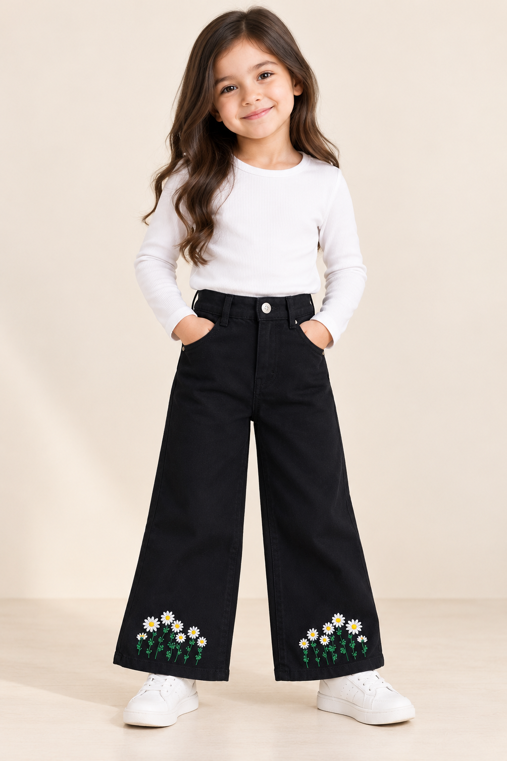 Black embroidered pent