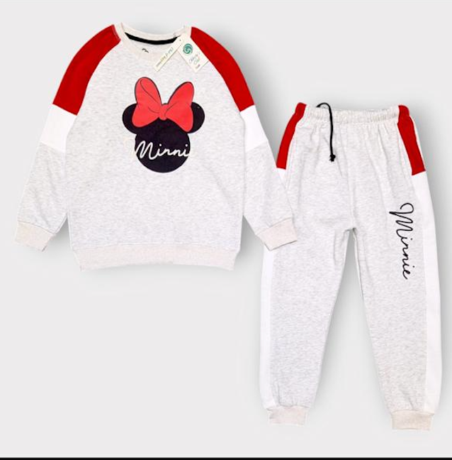 Girls Minnie Mouse Fleece Tracksuit – Sweatshirt & Jogger Set