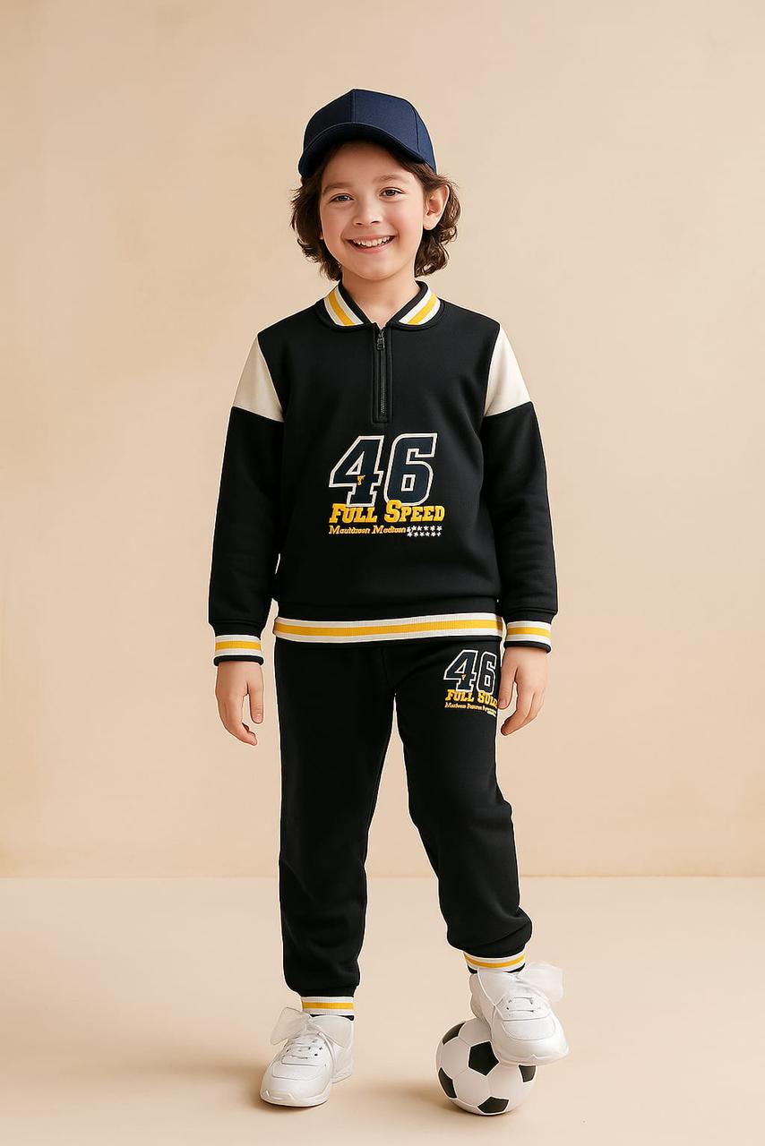 Boys 46 Full Speed Fleece Tracksuit – Half Zip Sweatshirt & Jogger Set