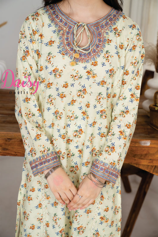 Daisy Girls Floral Printed Kurti Palazzo Set