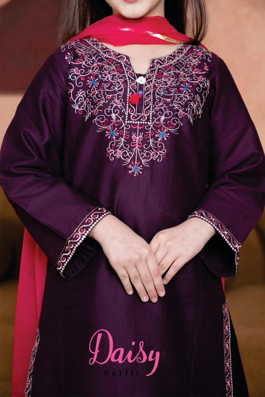 Daisy Eid Special Girls Eid Embroidered 3-Piece