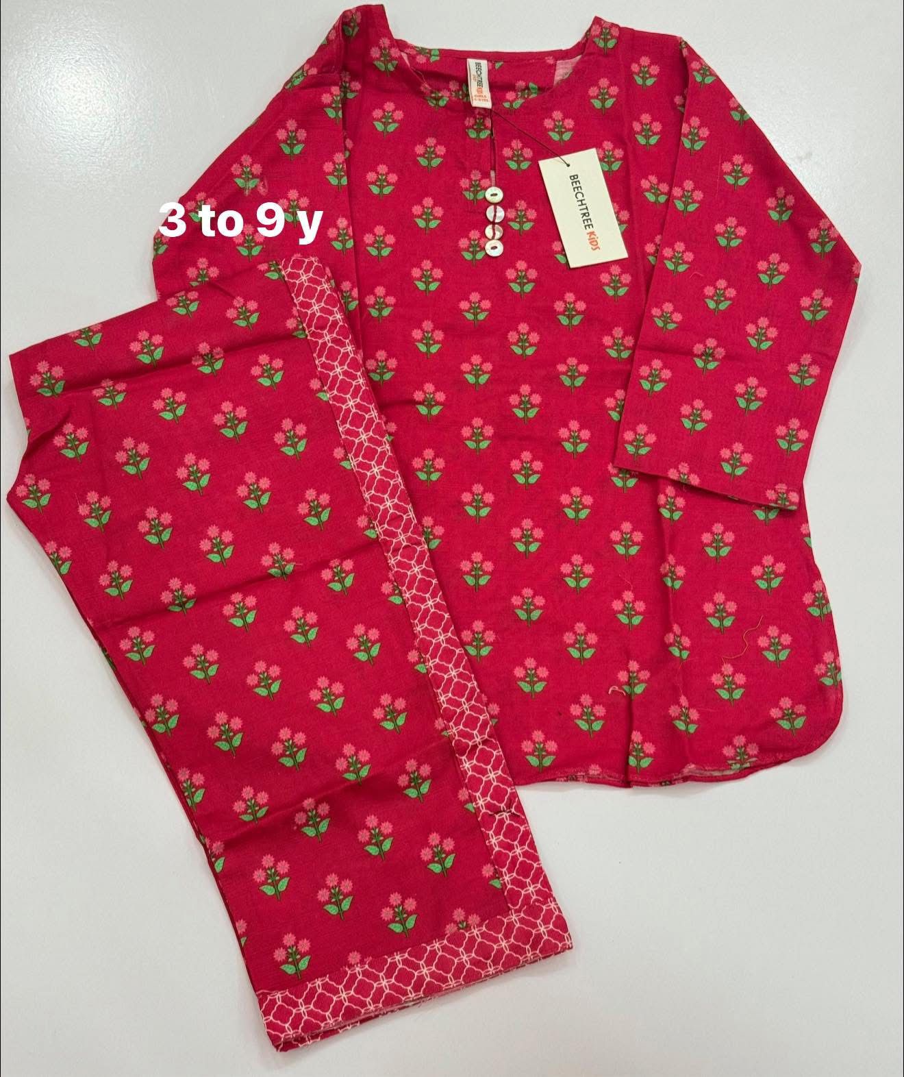 Girls’ Floral Printed Kurta & Trouser Set