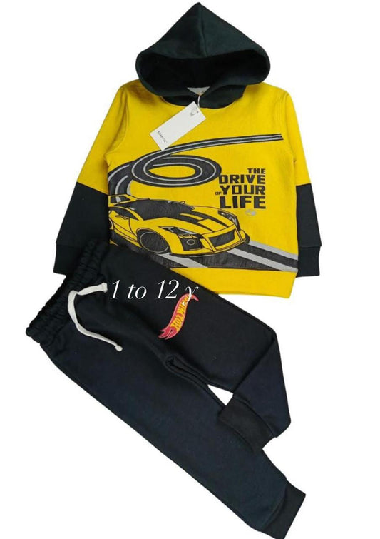 Boys Racing Car Hoodie Tracksuit Set – 2-Piece Outfit