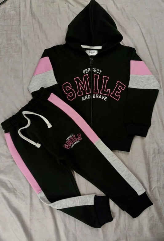 Girls Perfect Smile Hoodie Tracksuit – 2-Piece Set