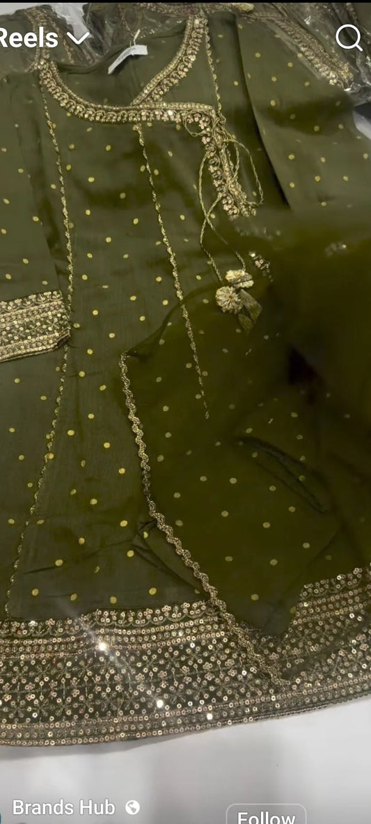 Alqaswa Girls Dress with Dupatta- 3 Piece โ Eid Collection