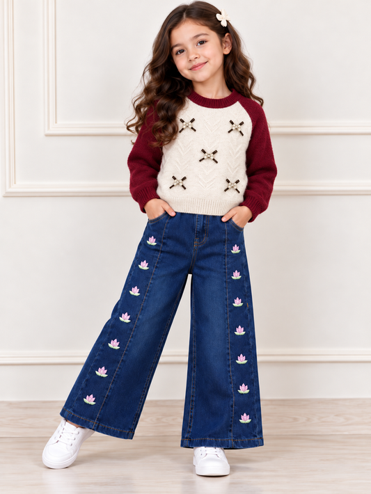 Red  white bow sweater