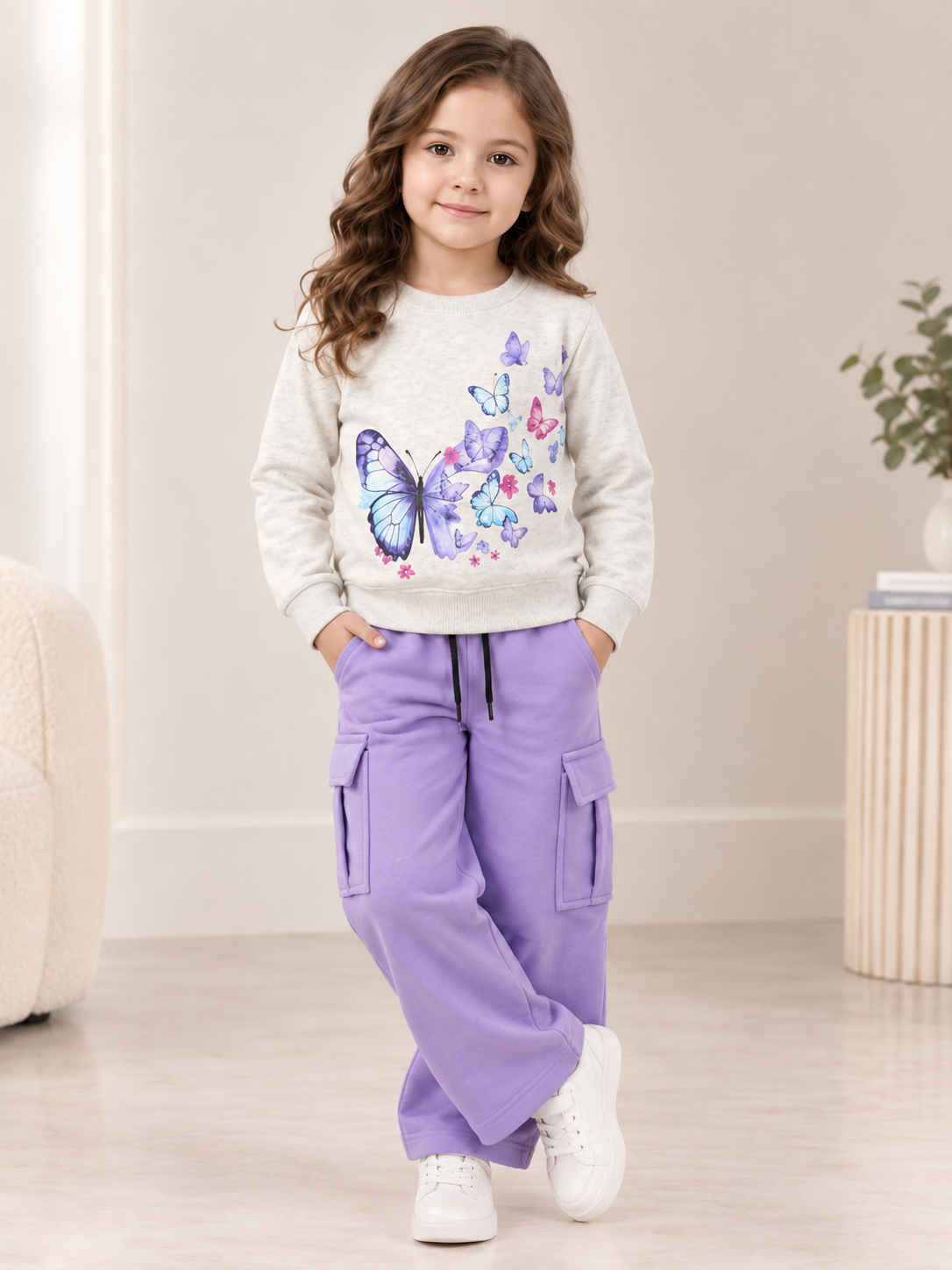 Flamingo grey purple butterfly
