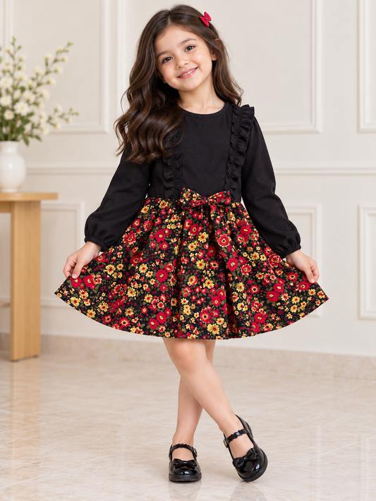 Well look floral blk frock 25