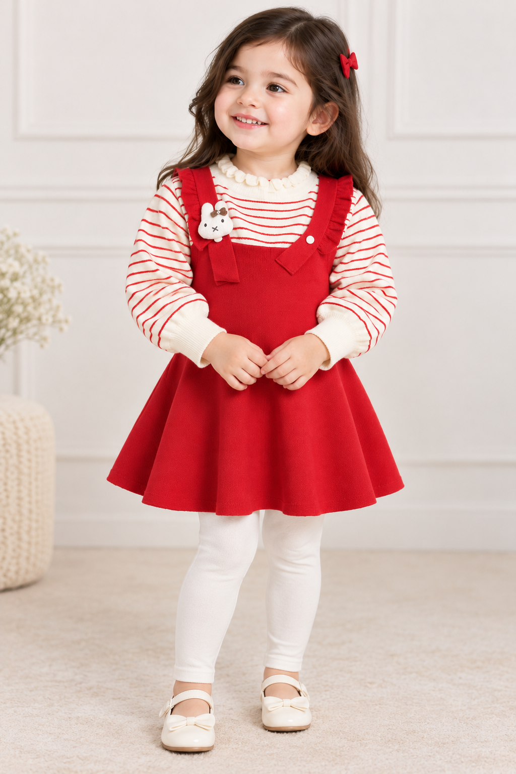 Red bunny woollen frock