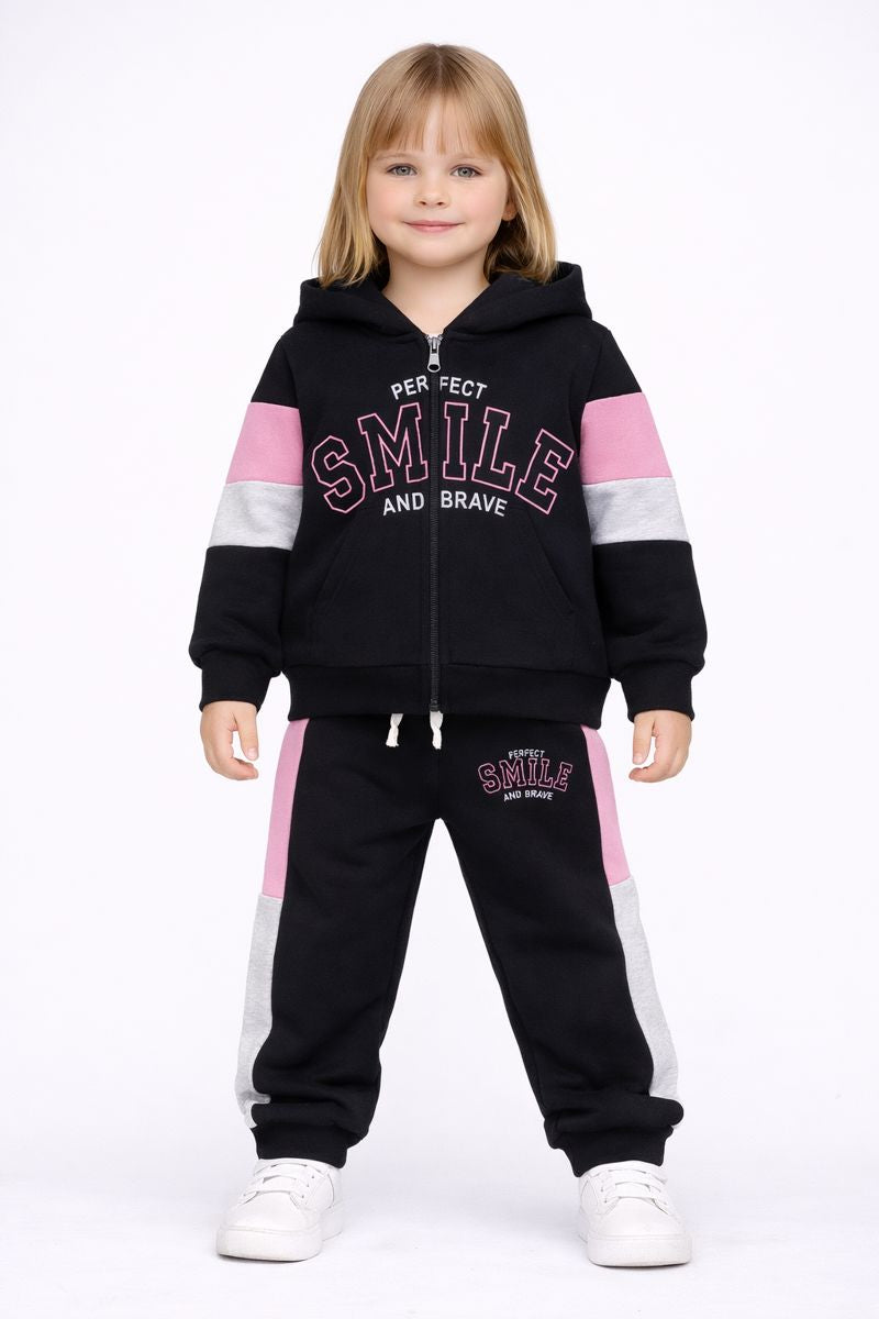 Girls Perfect Smile Hoodie Tracksuit – 2-Piece Set
