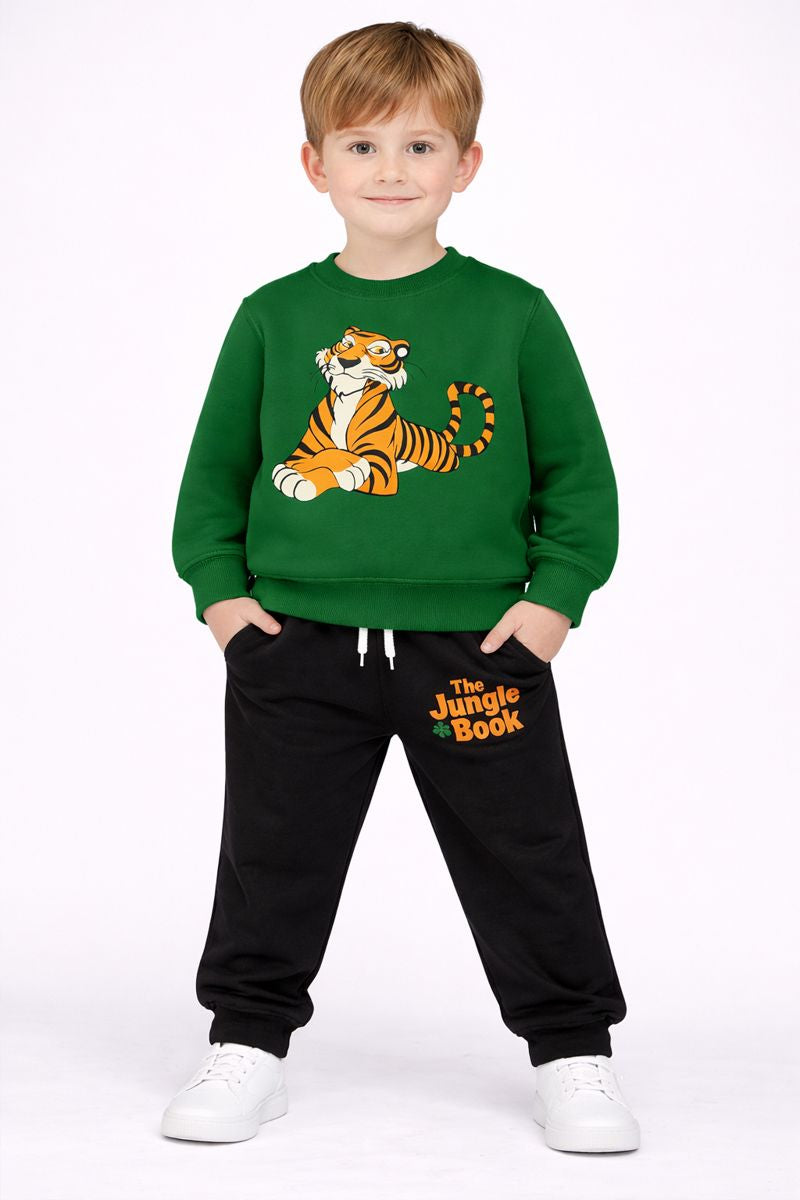 Boys Jungle Tiger Fleece Tracksuit – 2-Piece Set