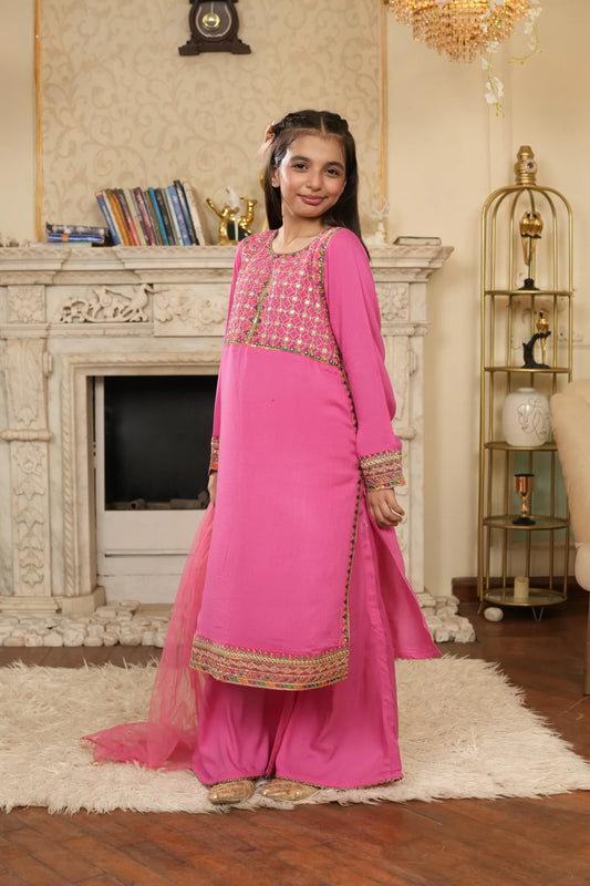 alqaswa pink long shirt 3pc