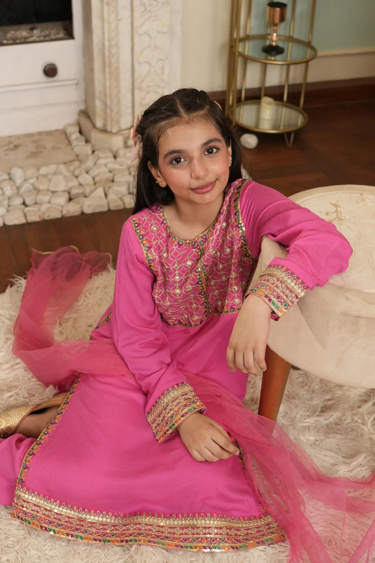 alqaswa pink long shirt 3pc