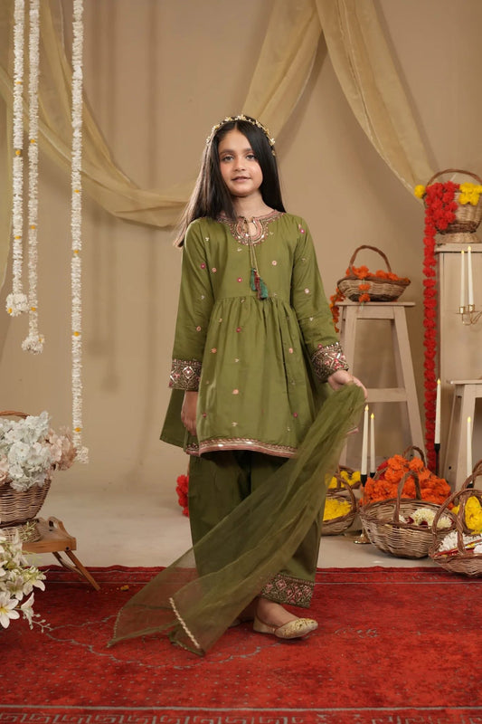alqaswa 3pc embroidered lawn dress