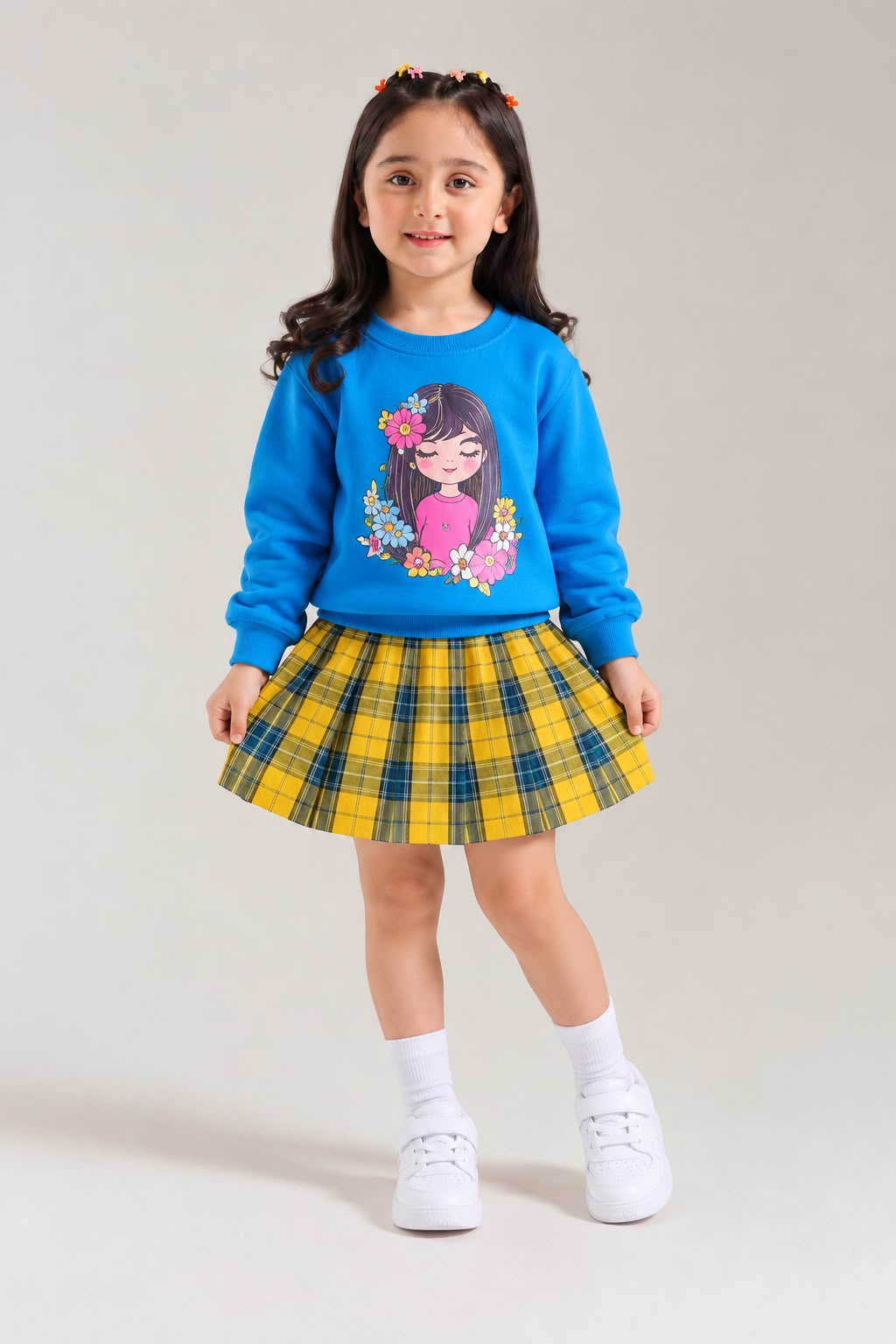 Chuchu yellow blue skirt set