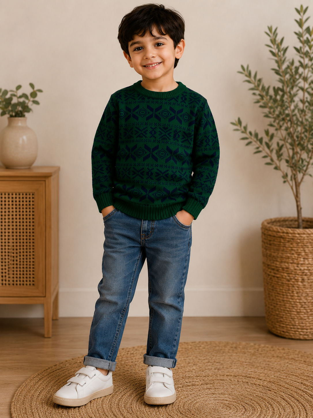 Bkt navy green sweater