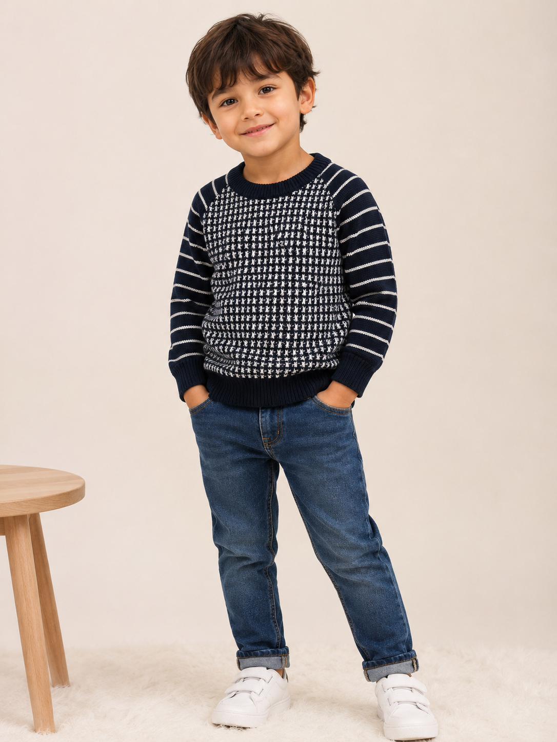 Bkt navy blue white dont and lining sleeve