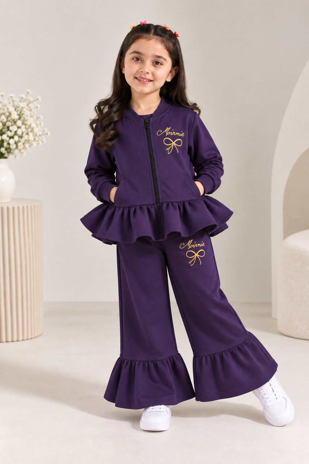 Chuchu purple fleece mini dress
