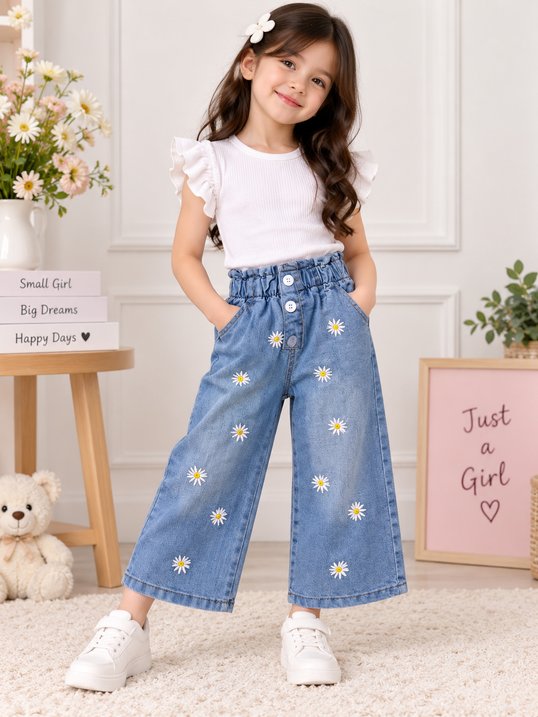lite blue big flower pant
