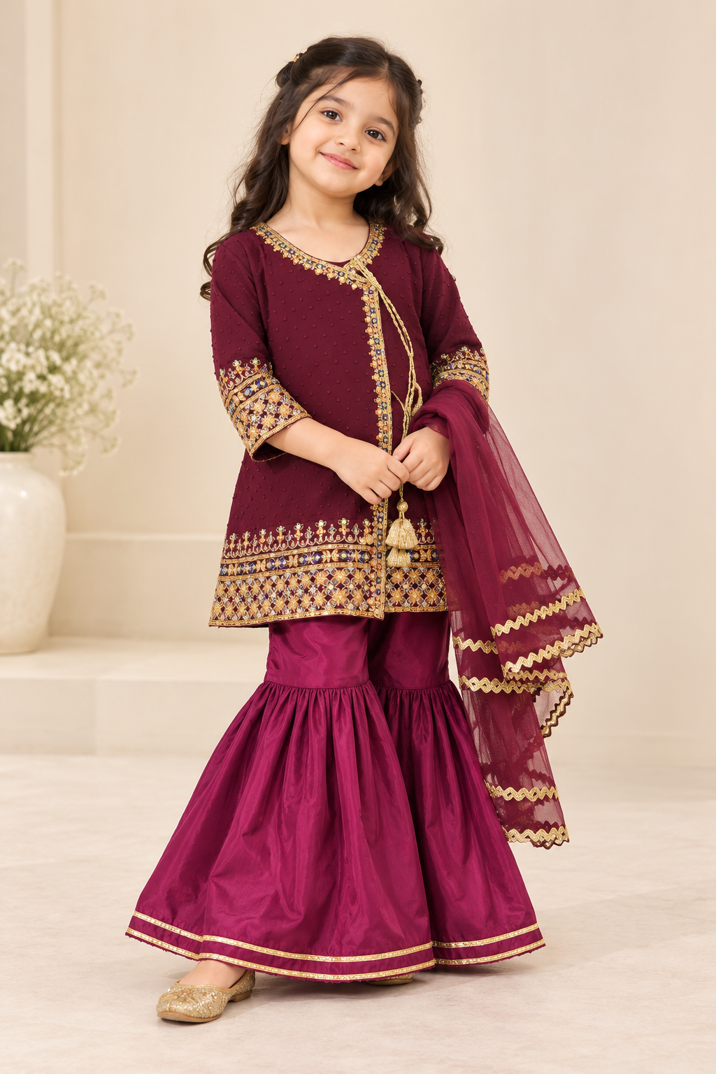 Alqswa maroon angrkha
