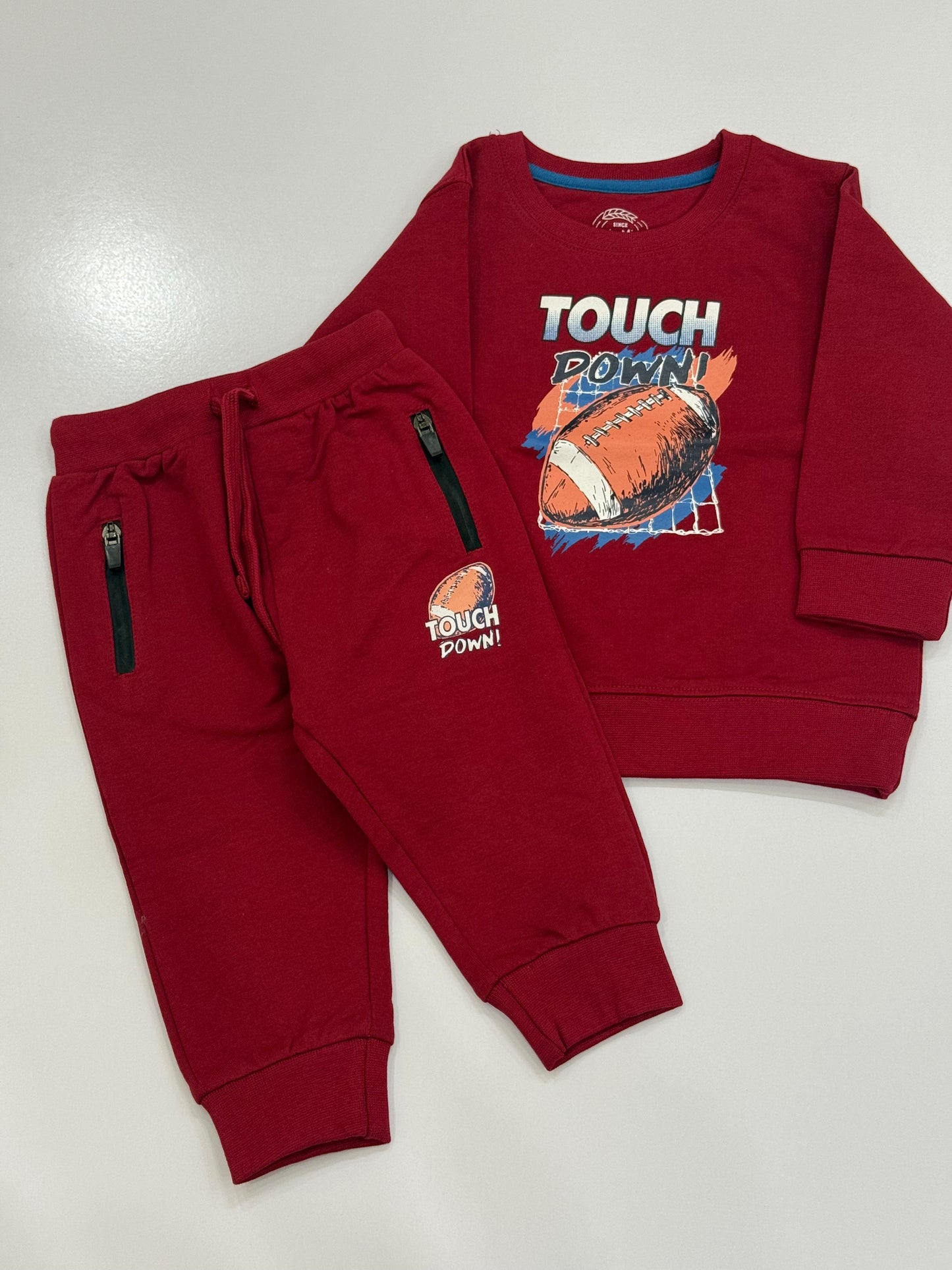 Boys Touch Down Fleece Tracksuit – Warm Sweatshirt & Jogger Pants Set