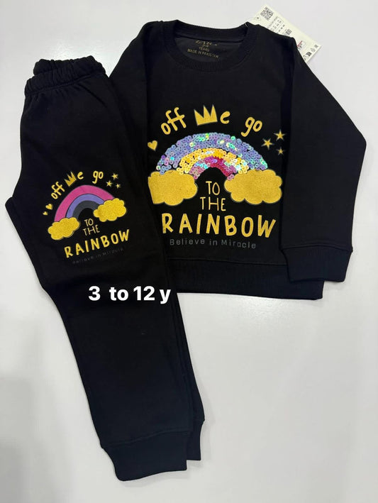 Rainbow Fleece Tracksuit Sweatshirt & Jogger Set
