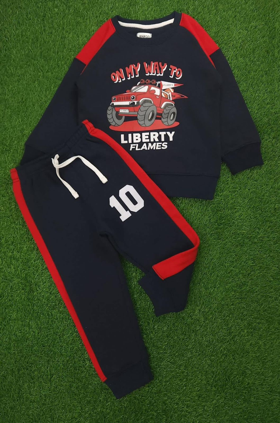 Liberty Flames Tracksuit Set – Navy Blue & Red