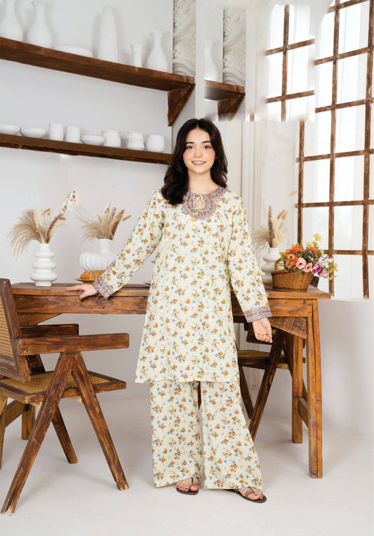 Daisy Girls Floral Printed Kurti Palazzo Set