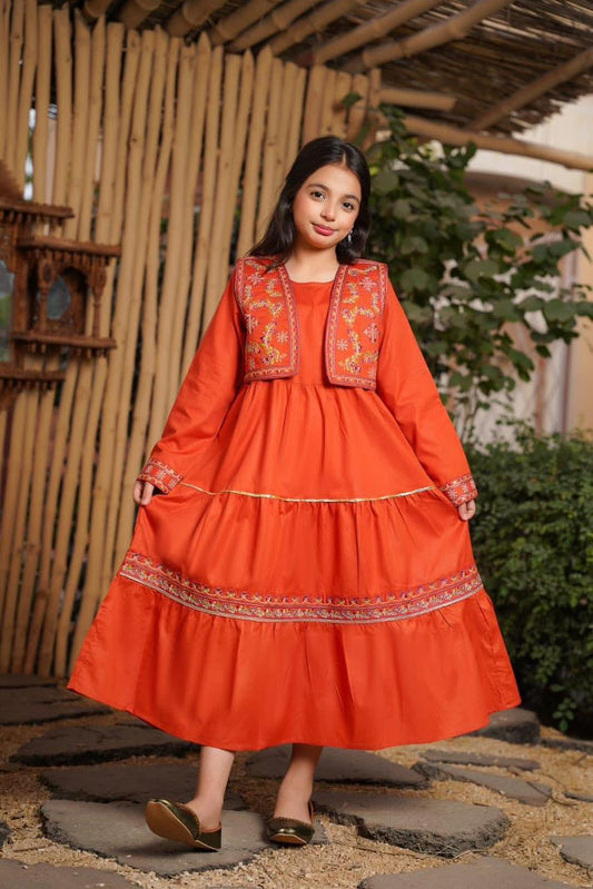 Lilly Girls Eid Lawn Cotton Festive Embroidered Maxi Dress