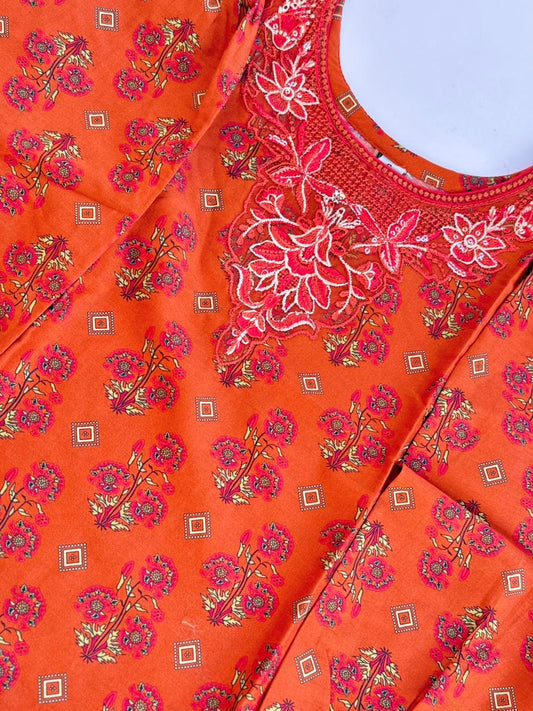 Peru Girls Eid Special Traditional Orange Two-Piece Farshi Shalwar Outfit