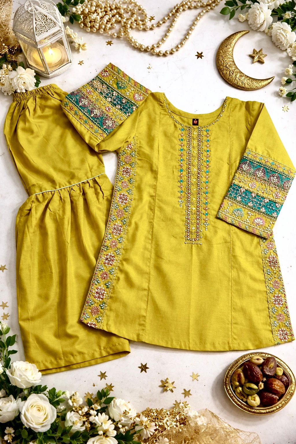 Peru Girls Eid Special Lawn Embroidered Kurta with Garara Two-Piece