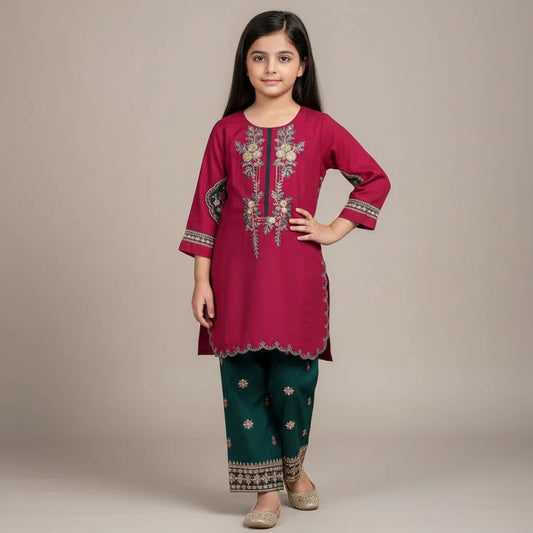 Peru Outfit Girls Eid Special Lawn Embroidered Dress
