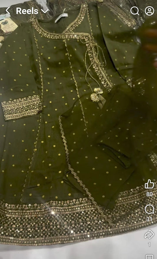 Alqaswa Girls Dress with Dupatta- 3 Piece – Eid Collection